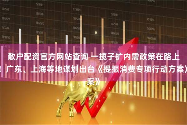 散戶配資官方網(wǎng)站查詢 一攬子擴(kuò)內(nèi)需政策在路上！廣東、上海等地謀劃出臺(tái)《提振消費(fèi)專項(xiàng)行動(dòng)方案》